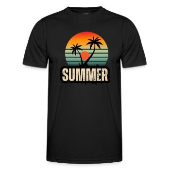 Tropical Serenity: A Sunset Symphony - Men's Functional T-Shirt - black - Front - AI Model Male 178 dark (178cm)