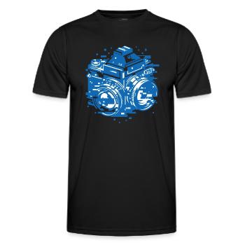 Binäre Glitch-Kamera - Retro Digitalfotografie A - Männer Funktions-T-Shirt - Schwarz - Vorne - AI Model Male 178 dark (178cm)