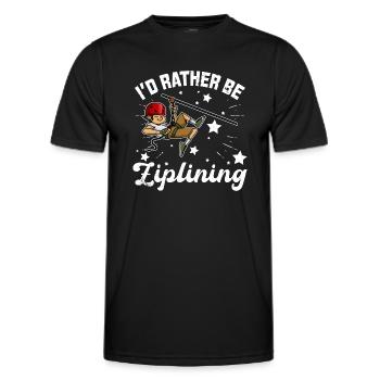 Zipline Hobby Zip Line Leisure Forest Nature - Men's Functional T-Shirt - black - Front - AI Model Male 178 dark (178cm)