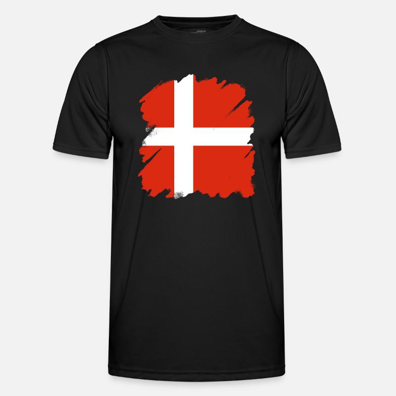 Drapeau du Danemark Scandinavie Drapeau du Danemark Voyage T-shirt sport Homme