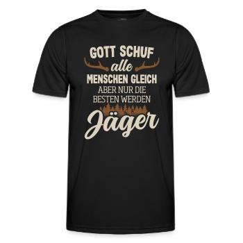 Jagd Jäger Jagen Lustig - Männer Funktions-T-Shirt - Schwarz - Vorne - AI Model Male 178 dark (178cm)