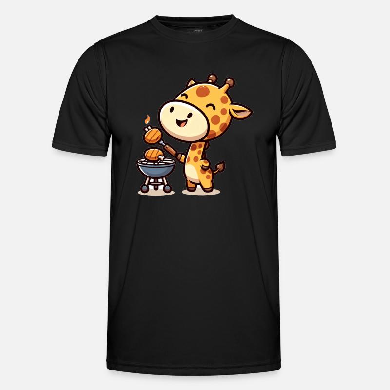 Cute BBQ Giraffe - Men's Functional T-Shirt - black