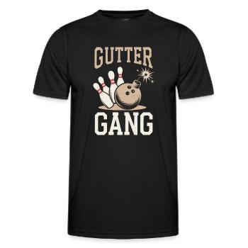 Gutter Gang Bowler Bowling - Men's Functional T-Shirt - black - Front - AI Model Male 178 dark (178cm)