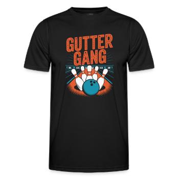 Gutter Gang Bowling - Men's Functional T-Shirt - black - Front - AI Model Male 178 dark (178cm)