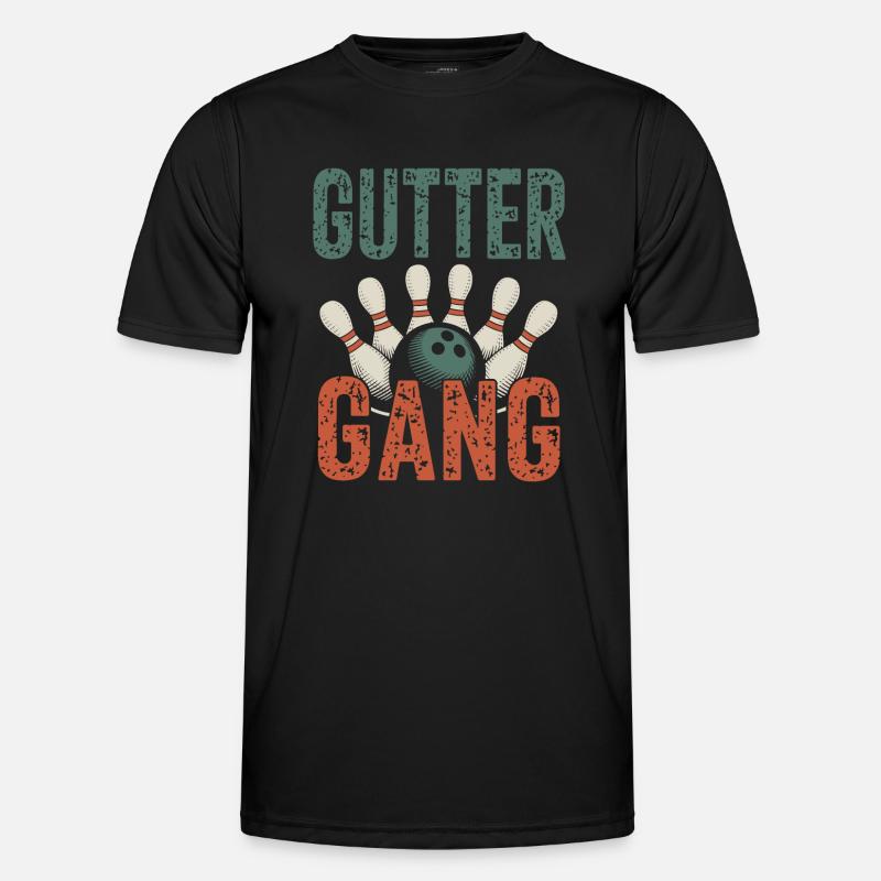 Gutter Gang Bowling Bowler - Männer Funktions-T-Shirt - Schwarz