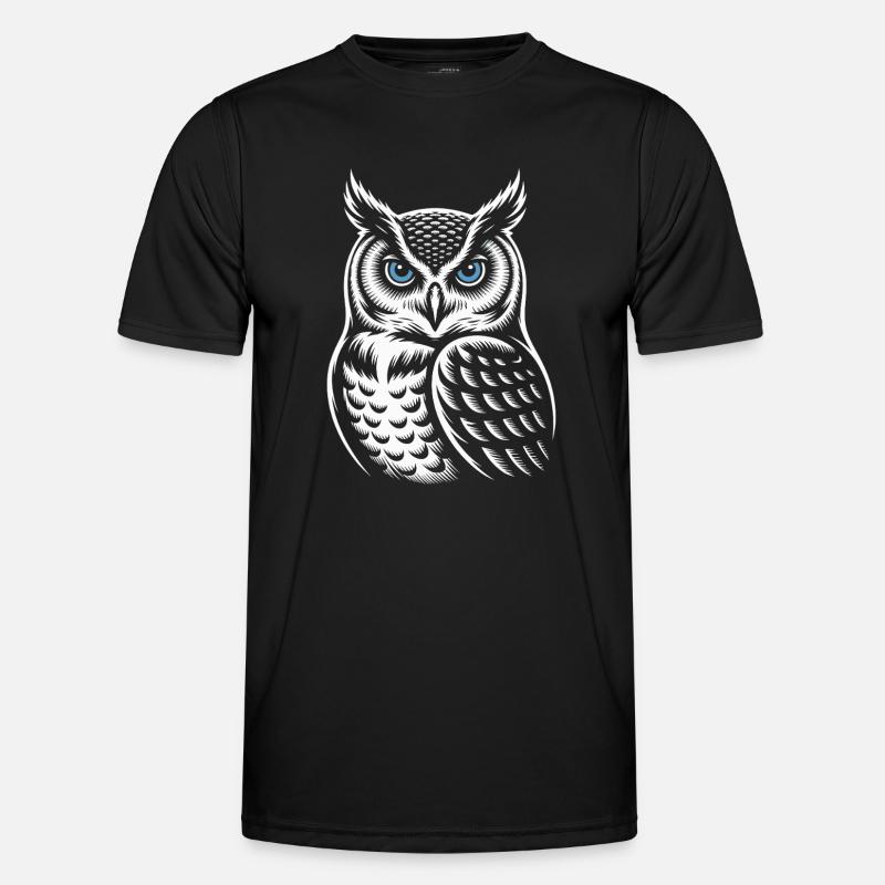 Eule - Männer Funktions-T-Shirt - Schwarz