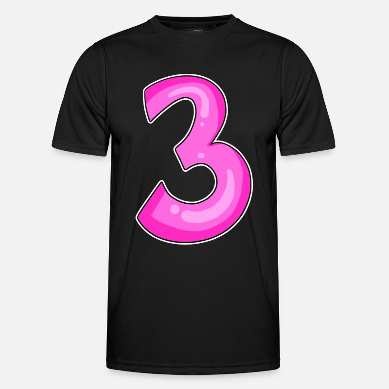 Three - 3 - Number 3 - Number 3 - Men's Functional T-Shirt - black