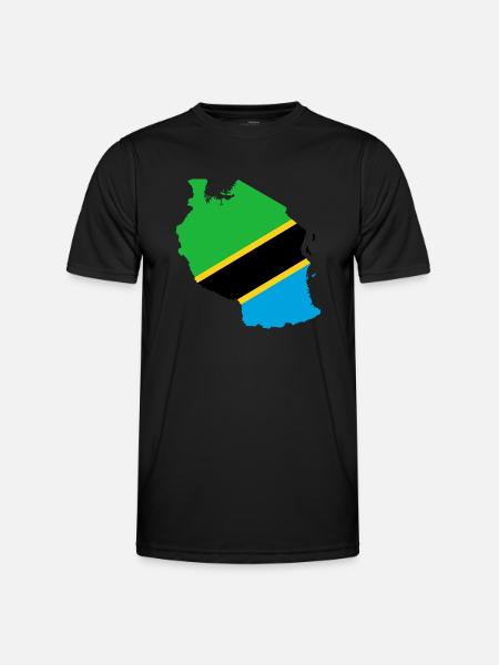 Tanzania flag map flag - Men's Functional T-Shirt - black