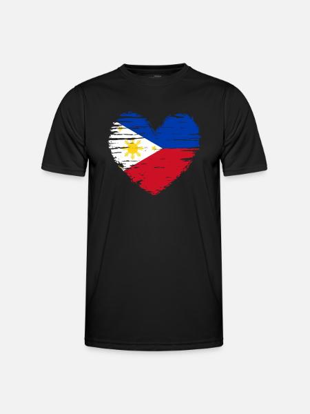 Philippines heart flag banner coat - Men's Functional T-Shirt - black