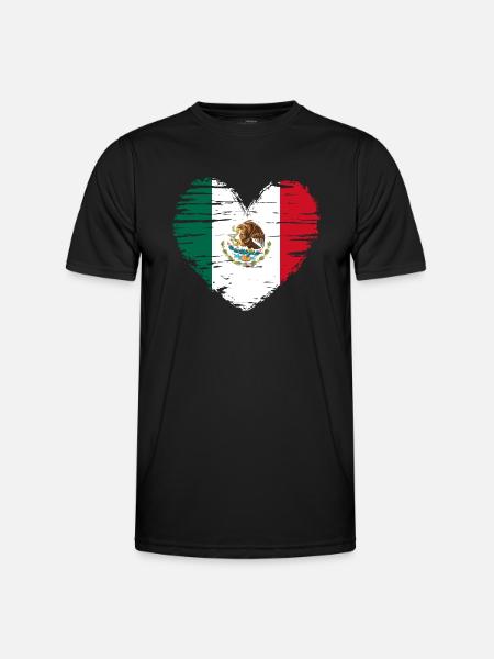 Mexico heart flag flag coat - Men's Functional T-Shirt - black