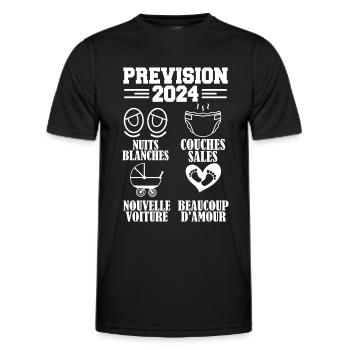 Annonce Grossesse 2024 Prévision pour 2024 Annonce - T-shirt sport Homme - noir - Devant - AI Model Male 178 dark (178cm)