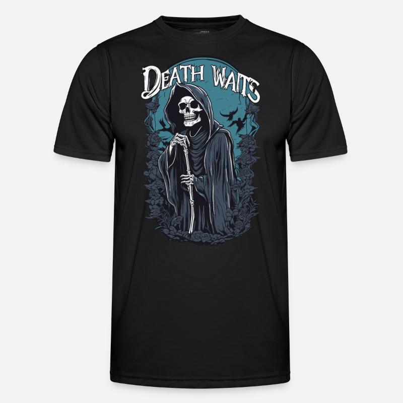 Grim Reaper "Death Waits" Gothic Art Men's Functional T-Shirt