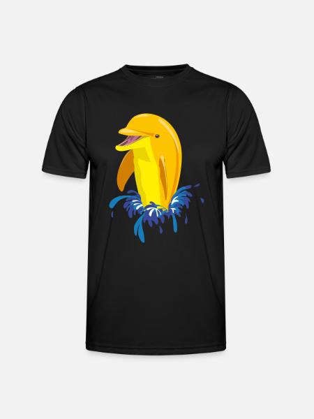 Dolphin yellow splashes - Men's Functional T-Shirt - black