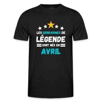 Les gendarmes de légende sont nés en Avril - T-shirt sport Homme - noir - Devant - AI Model Male 178 dark (178cm)