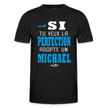 Michaël Si tu veux la perfection adopte Michael - T-shirt sport Homme - noir - Devant - AI Model Male 178 dark (178cm)