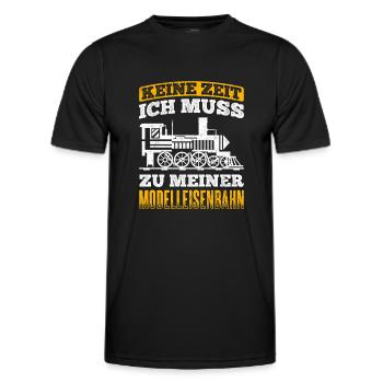 Modelleisenbahn Eisenbahn - Männer Funktions-T-Shirt - Schwarz - Vorne - AI Model Male 178 dark (178cm)
