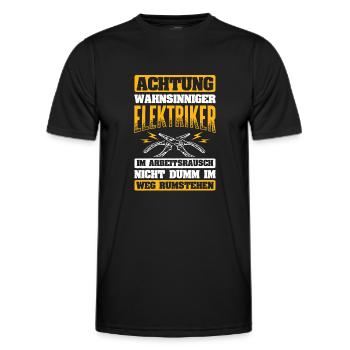 Wahnsinniger Elektriker Im Arbeitsrausch - Männer Funktions-T-Shirt - Schwarz - Vorne - AI Model Male 178 dark (178cm)