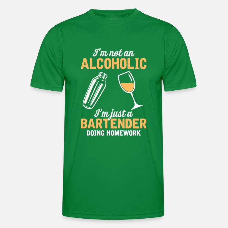 An alcoholic? Homework bartender! Men's Functional T-Shirt