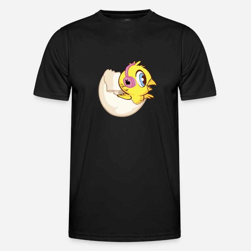 Chick in eggshell with headphones and bunny Men's Functional T-Shirt