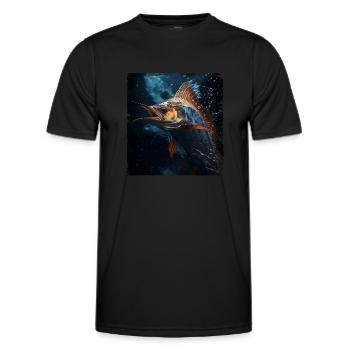 Marlin under Water retro style - Men's Functional T-Shirt - black - Front - AI Model Male 178 dark (178cm)