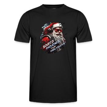 Santa hacks the Holydays - Men's Functional T-Shirt - black - Front - AI Model Male 178 dark (178cm)