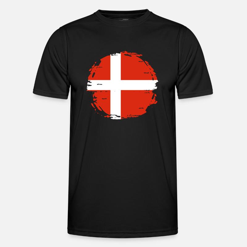 Drapeau du Danemark Scandinavie Drapeau du Danemark Voyage T-shirt sport Homme