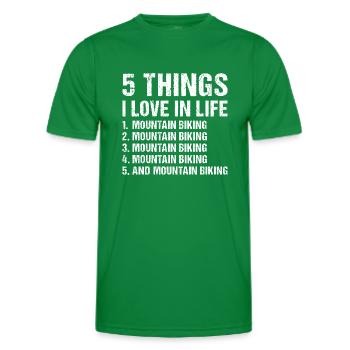 Biker 5 Things I Love In Life Mountain Biking - Männer Funktions-T-Shirt - Kelly Green - Vorne - AI Model Male 178 dark (178cm)