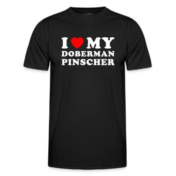 I Love My Doberman Pinscher - Men's Functional T-Shirt - black - Front - AI Model Male 178 dark (178cm)