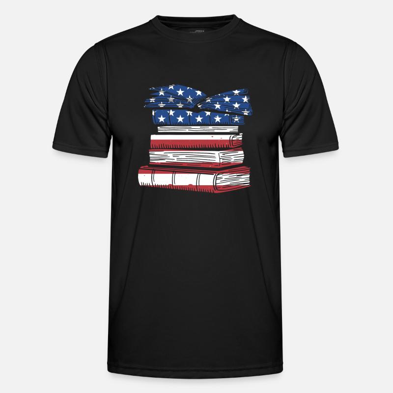 Reader Us Flag Reading - Men's Functional T-Shirt - black