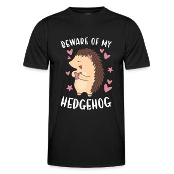 Hedgie Beware Of My Hedgehog - Men's Functional T-Shirt - black - Front - AI Model Male 178 dark (178cm)
