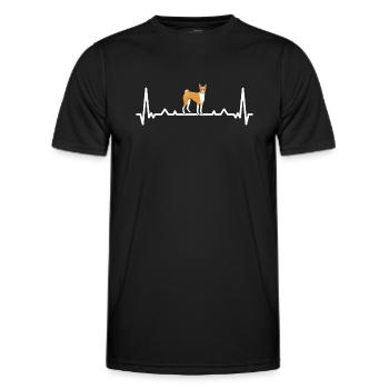 Dog Heartbeat Basenji - Männer Funktions-T-Shirt - Schwarz - Vorne - AI Model Male 178 dark (178cm)
