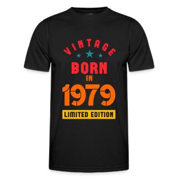 Rétro Vintage Born in 1979 Limited Edition - T-shirt sport Homme - noir - Devant - AI Model Male 178 dark (178cm)