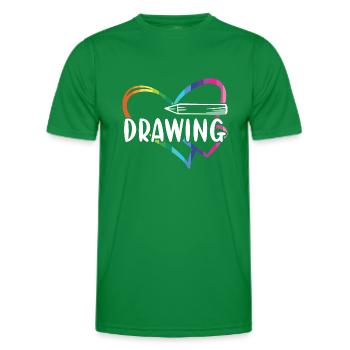 Dessin de coeur de tiroir - T-shirt sport Homme - vert - Devant - AI Model Male 178 dark (178cm)