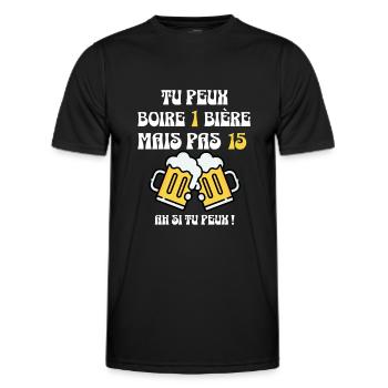 Tu peux boire 1 bière, mais pas 15 - T-shirt sport Homme - noir - Devant - AI Model Male 178 dark (178cm)