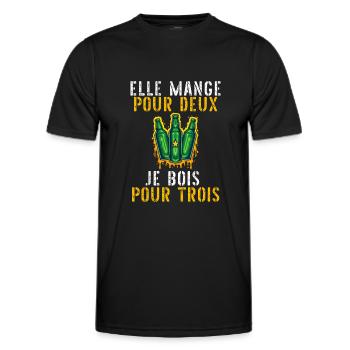 Futur papa humour bière - T-shirt sport Homme - noir - Devant - AI Model Male 178 dark (178cm)