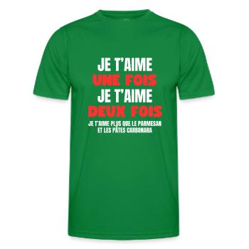 Je t’aime plus que les pâtes - T-shirt sport Homme - vert - Devant - AI Model Male 178 dark (178cm)