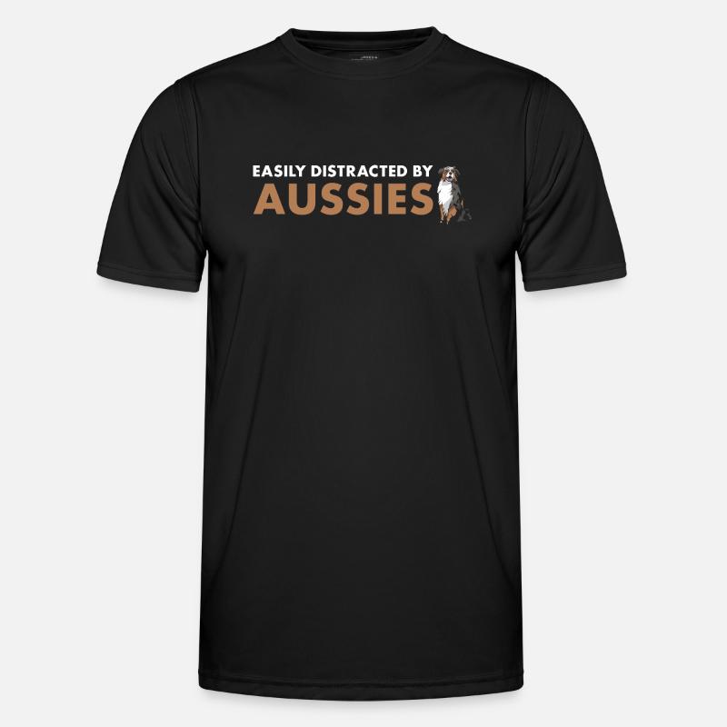 Dog Easily Distracted By Aussie - Men's Functional T-Shirt - black