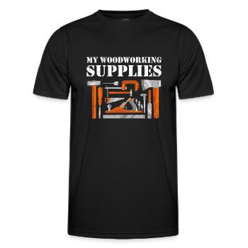 Carpenter My Woodworking Supplies Woodworking - Men's Functional T-Shirt - black - Front - AI Model Male 178 dark (178cm)