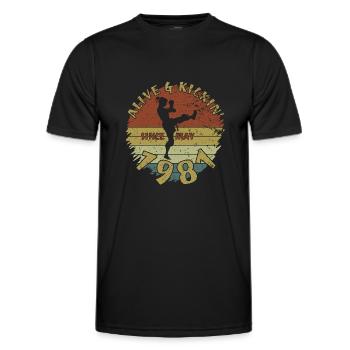44. Geburtstag Alive and kickin since 05/1981 - Männer Funktions-T-Shirt - Schwarz - Vorne - AI Model Male 178 dark (178cm)