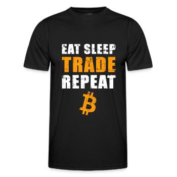 EAT SLEEP TRADE REPEAT Bitcoin Trader - T-shirt sport Homme - noir - Devant - AI Model Male 178 dark (178cm)