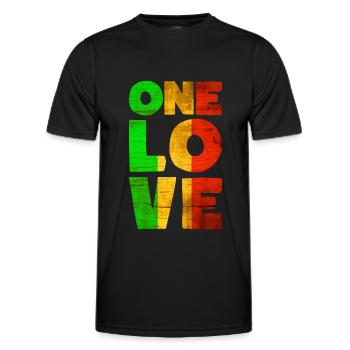 Rastafari ONE LOVE Reggae Style - T-shirt sport Homme - noir - Devant - AI Model Male 178 dark (178cm)