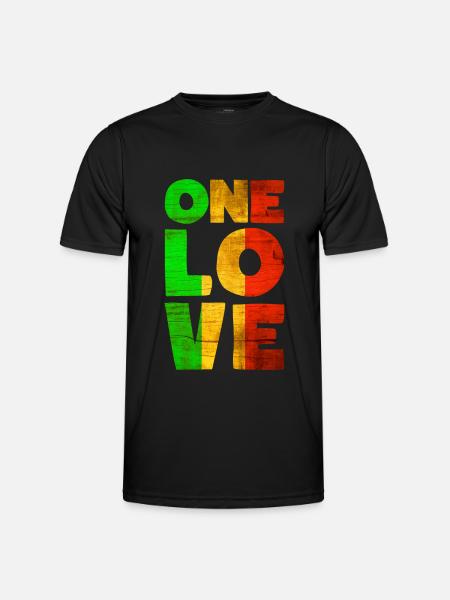 Rastafari EN KÄRLEK Reggae Stil - Funktions-T-shirt herr - svart