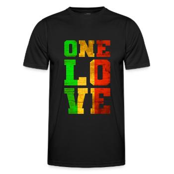 ONE LOVE Reggae Musique - T-shirt sport Homme - noir - Devant - AI Model Male 178 dark (178cm)