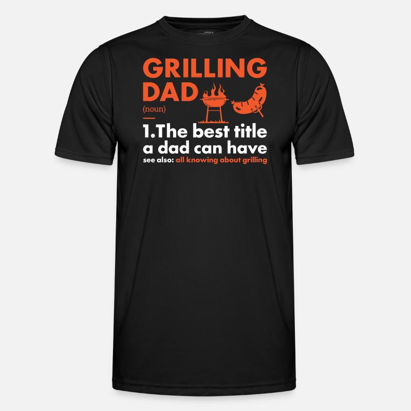 Griller Dad Definition Grilling - Männer Funktions-T-Shirt - Schwarz