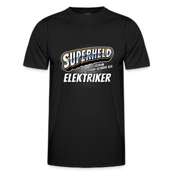 Superheld, clever getarnt als Elektriker - Männer Funktions-T-Shirt - Schwarz - Vorne - AI Model Male 178 dark (178cm)