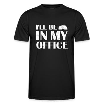 Charpentier Je serai dans mon bureau Travail du bois - T-shirt sport Homme - noir - Devant - AI Model Male 178 dark (178cm)
