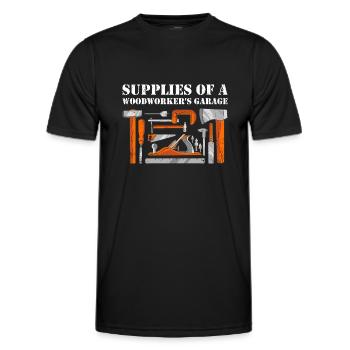 Supplies Of A Woodworker's Garage Woodworking - Men's Functional T-Shirt - black - Front - AI Model Male 178 dark (178cm)
