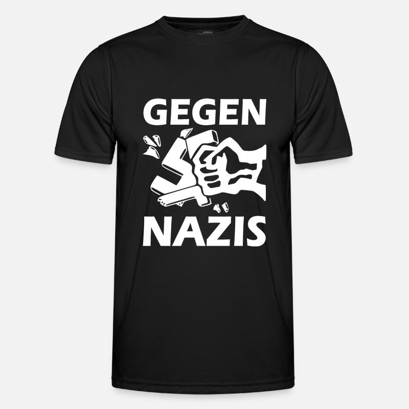 Gegen nazis faust - Männer Funktions-T-Shirt - Schwarz