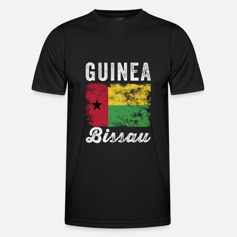 Guinea Bissau Flag Distressed - Men's Functional T-Shirt - black