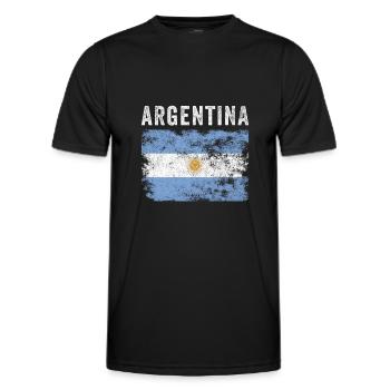Drapeau argentin En détresse Drapeau argentin - T-shirt sport Homme - noir - Devant - AI Model Male 178 dark (178cm)